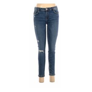 Zara Trafaluc skinny distressed medium wash jeans mid-rise SZ 8